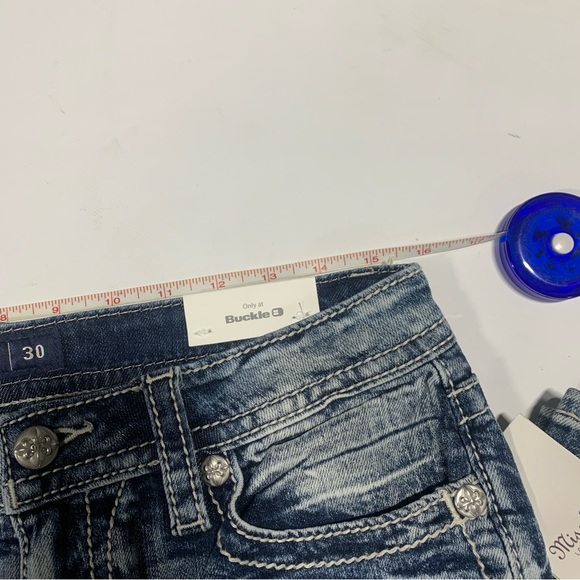 NWT Buckle Miss Me Boot Cut Jeans Embellished Pockets Bling Womens Mid Rise 0485 - Picture 4 of 15